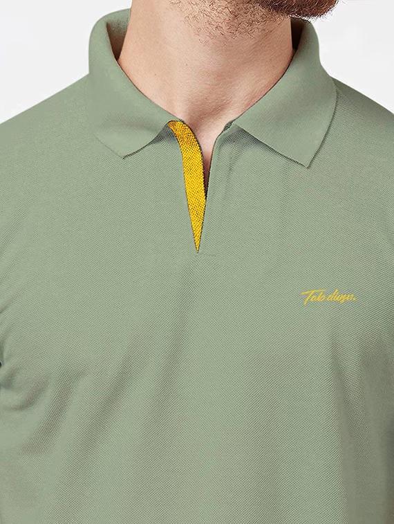 olive green solid polo t-shirt - 18374660 - Standard Image - 4