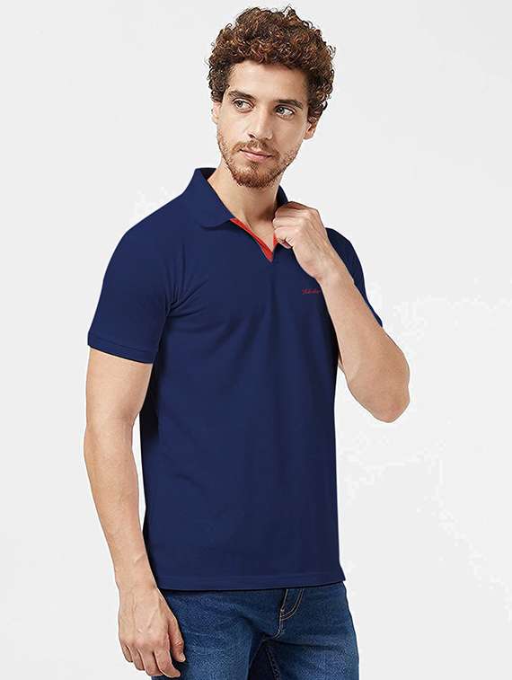 navy-blue solid polo t-shirt - 18374675 -  Standard Image - 1