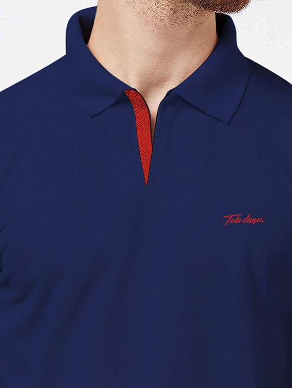 navy-blue solid polo t-shirt - 18374675 -  Standard Image - 4
