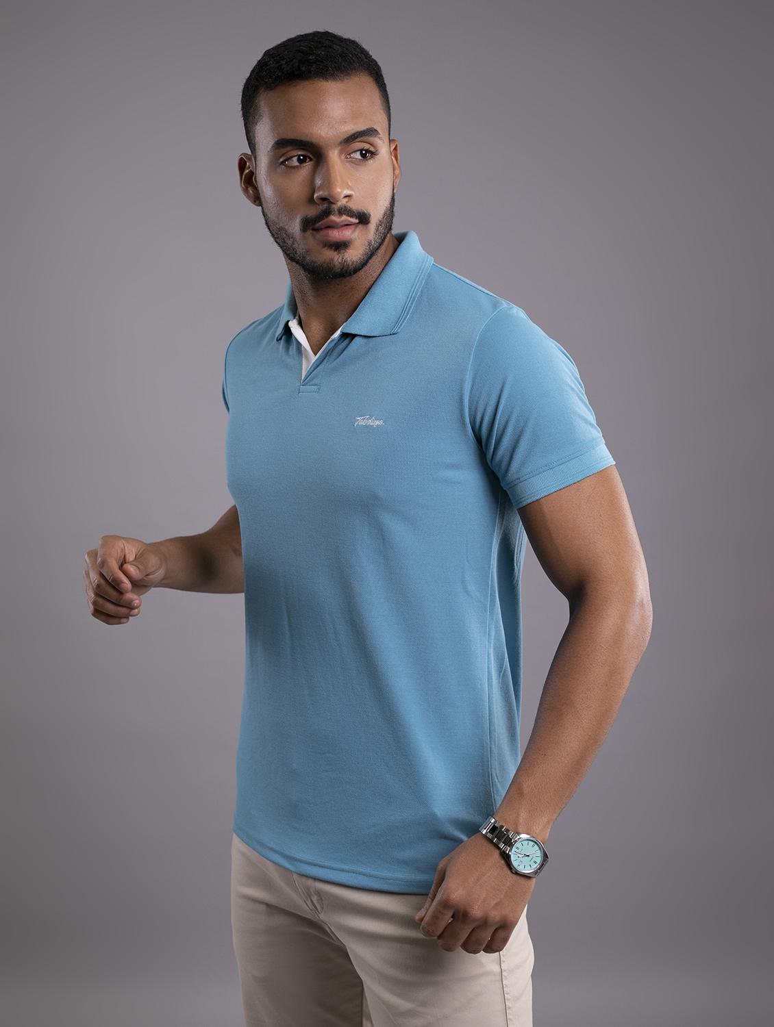 men light blue regular fit polo t-shirt - 18374677 - Standard Image - 1