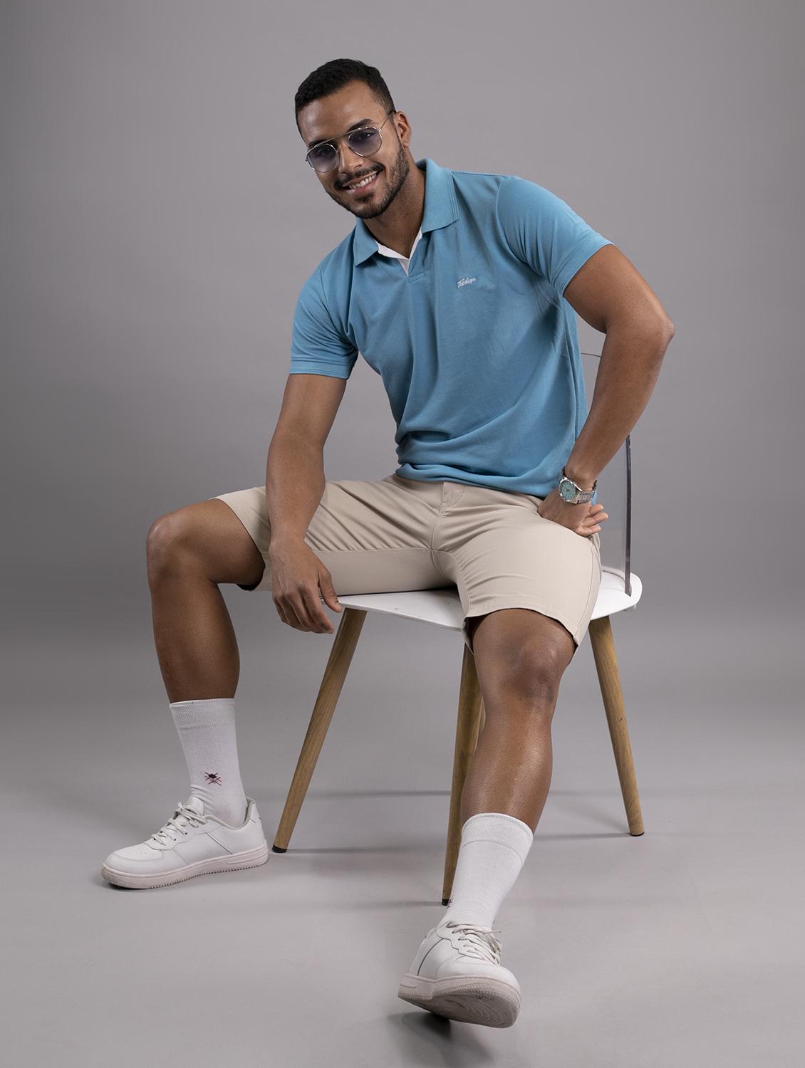 men light blue regular fit polo t-shirt - 18374677 - Standard Image - 4