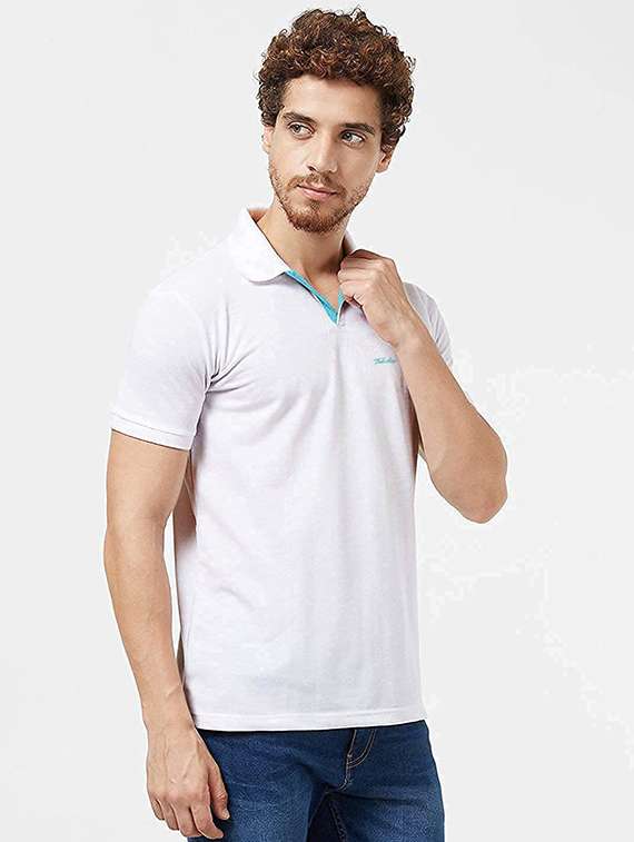 men white regular fit solid polo t-shirt - 18374680 -  Standard Image - 1