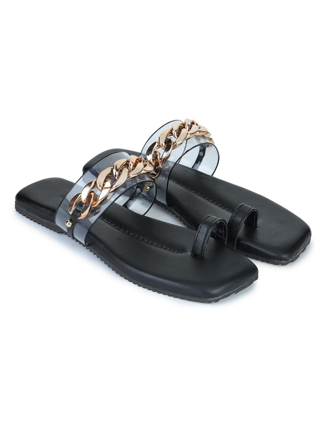 black synthetic slip on sandals - 18374902 - Standard Image - 1