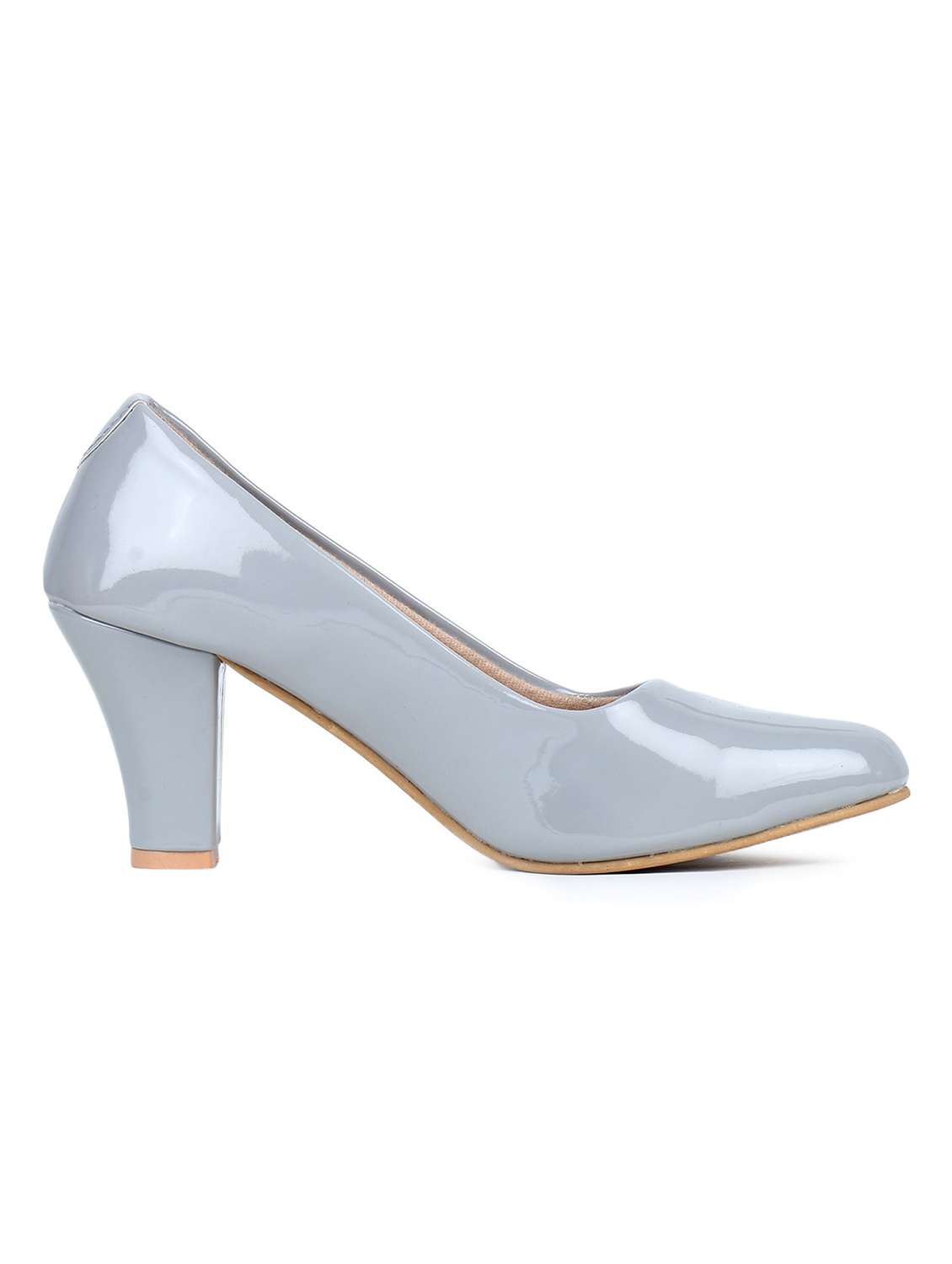 grey patent leather slip on pumps - 18374946 -  Standard Image - 1
