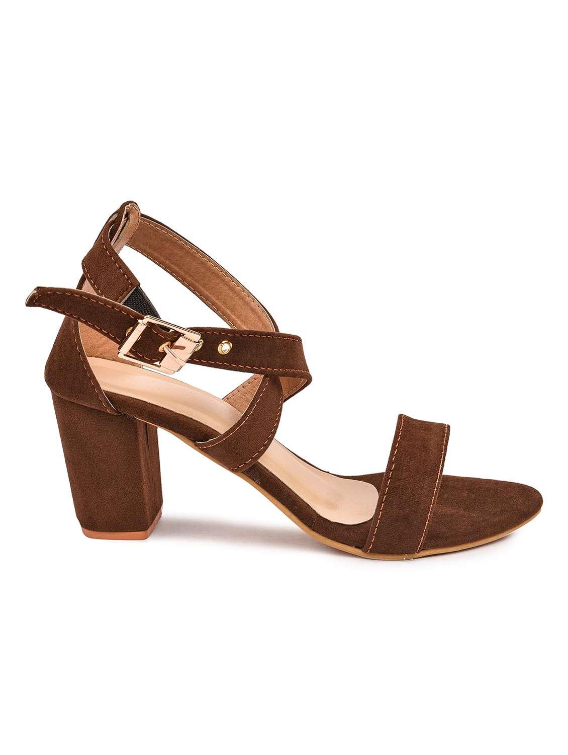 brown synthetic ankle strap sandals - 18374956 -  Standard Image - 1