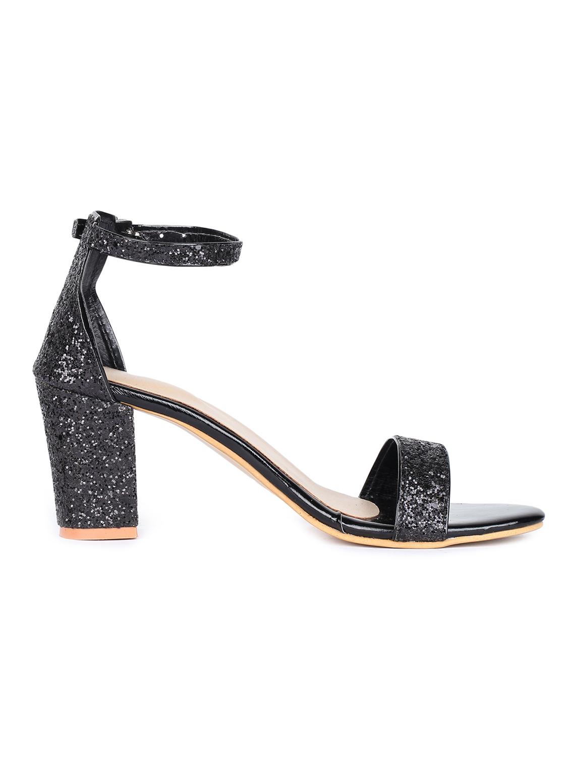 black synthetic ankle strap sandals - 18374957 -  Standard Image - 1