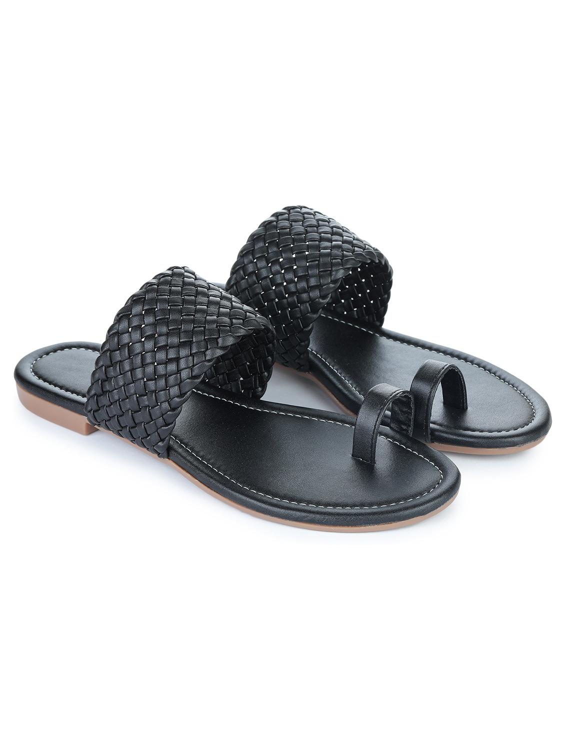 black synthetic slip on sandals - 18375080 -  Standard Image - 1