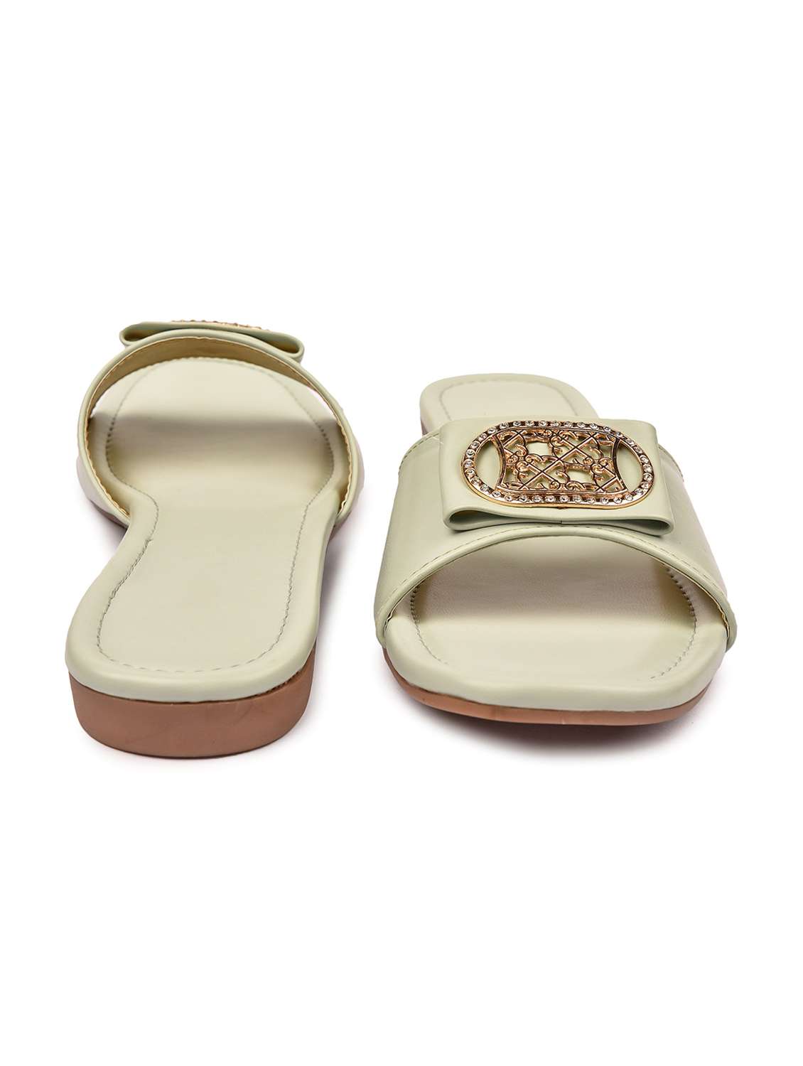 beige synthetic slip on sandals - 18375110 -  Standard Image - 1