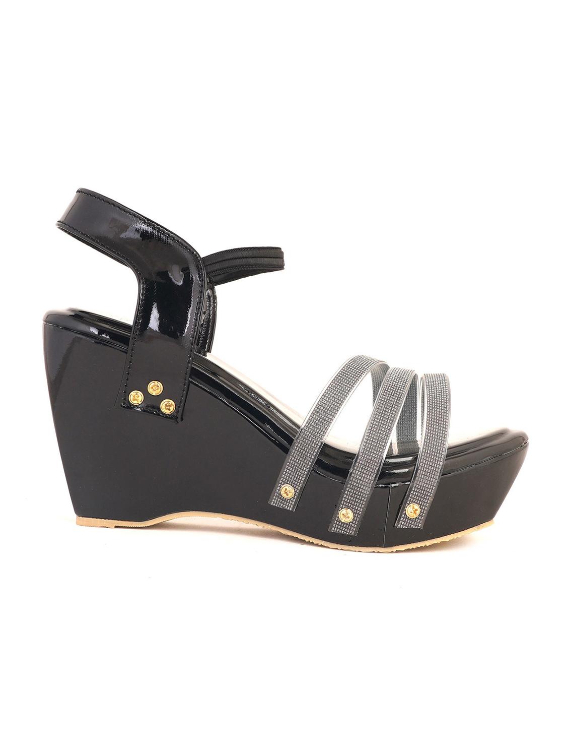 black synthetic back strap sandals - 18375180 - Standard Image - 1