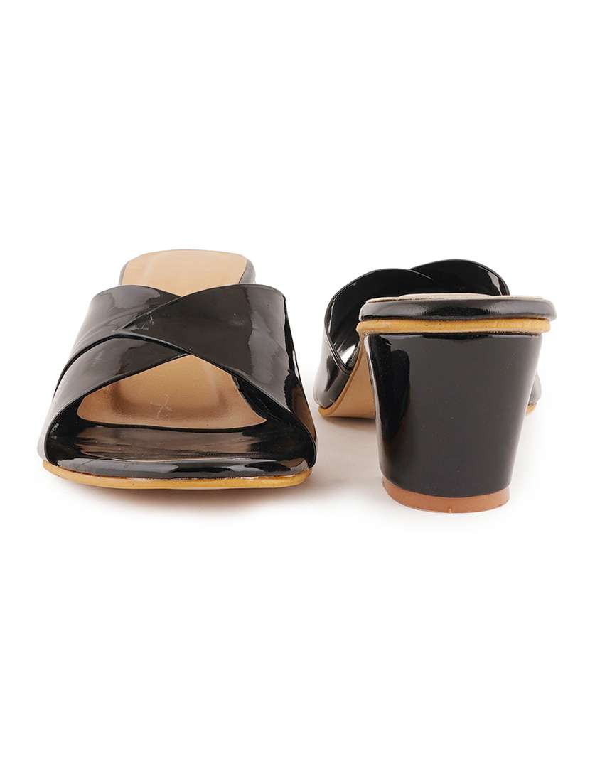 black synthetic slip on sandals - 18375231 - Standard Image - 1