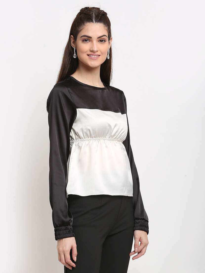 women's peplum round neck top