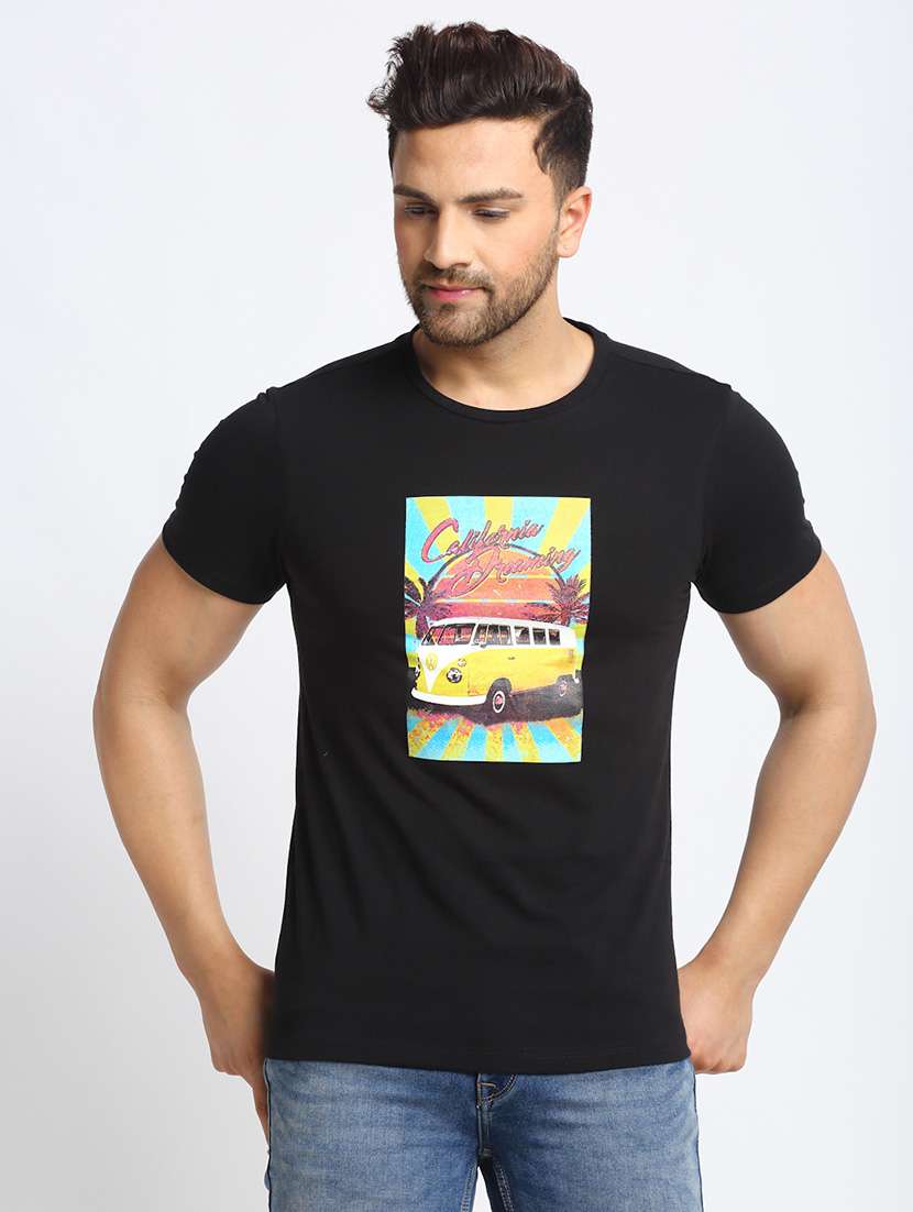 men printed short sleeves t-shirt
