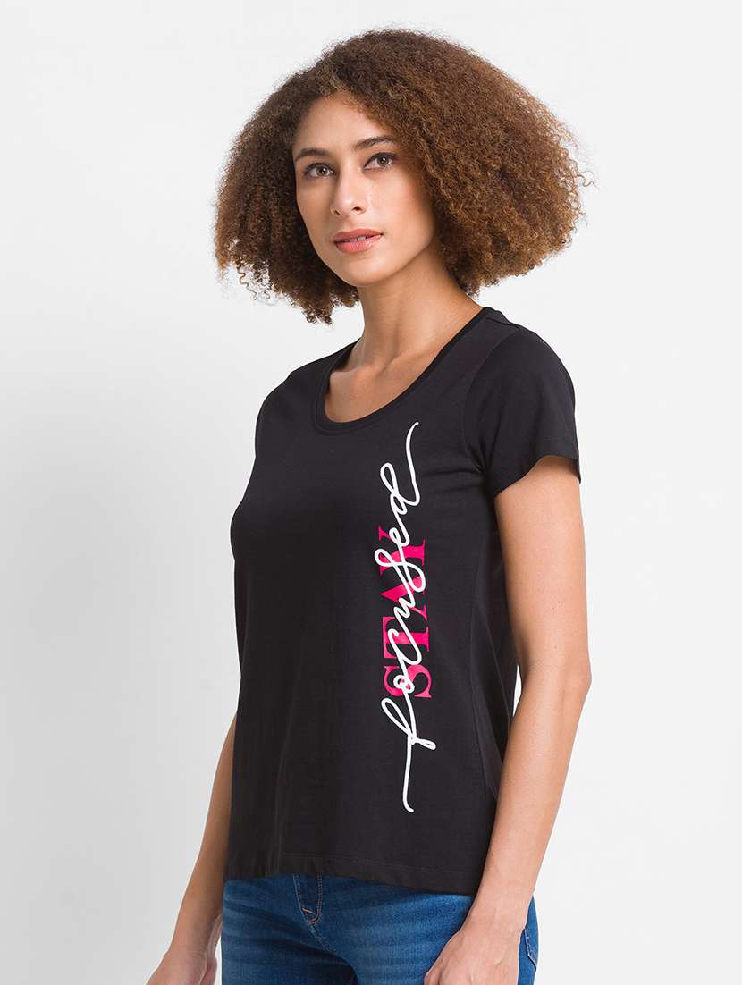 women's placement print round neck t-shirt - 18375948 - Standard Image - 1