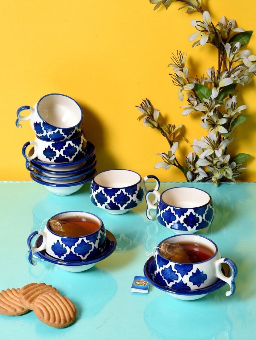 unravel india moroccan handpainted chirag ceramic cup saucer(set of 6) - 18376753 - Zoom Image - 0