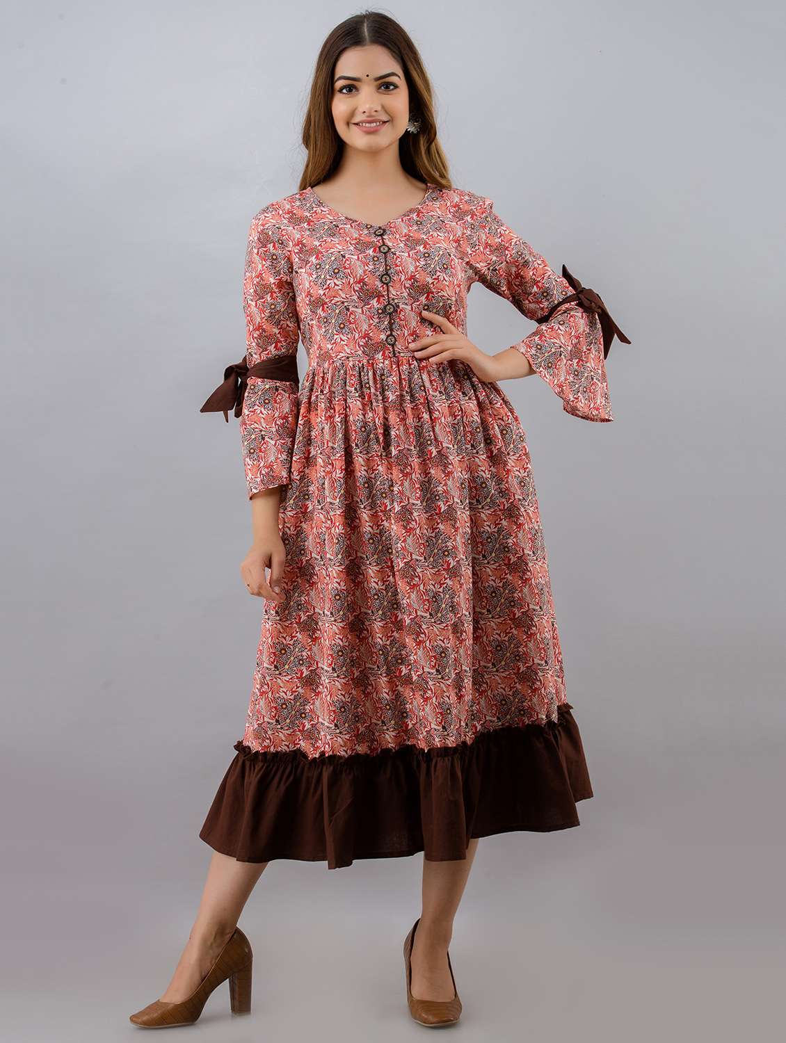 multi colored cotton flared kurta