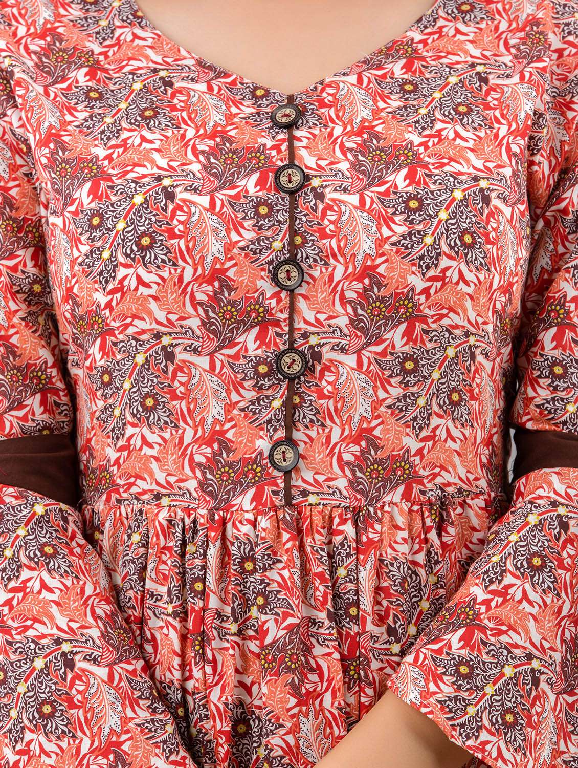 Multi Colored Cotton Flared Kurta - 18377008 -  Standard Image - 4