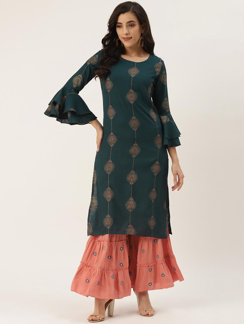 printed kurta sharara set - 18377027 - Zoom Image - 0