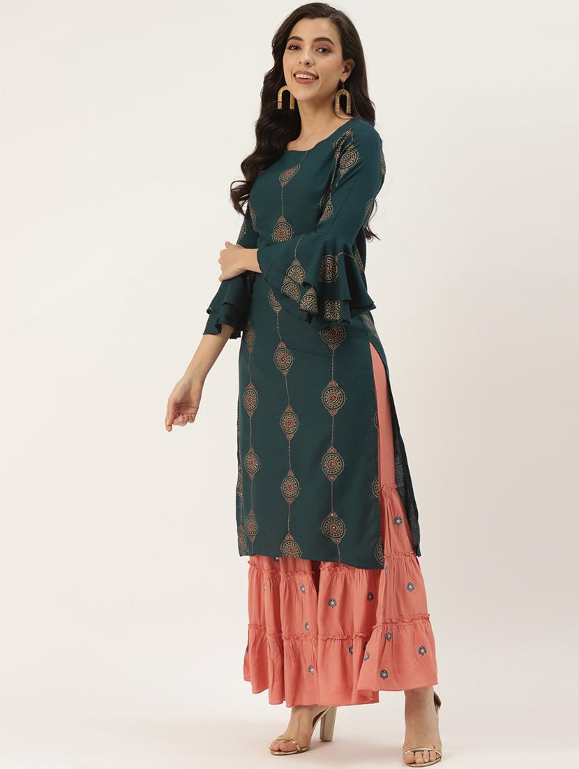 printed kurta sharara set - 18377027 -  Standard Image - 1