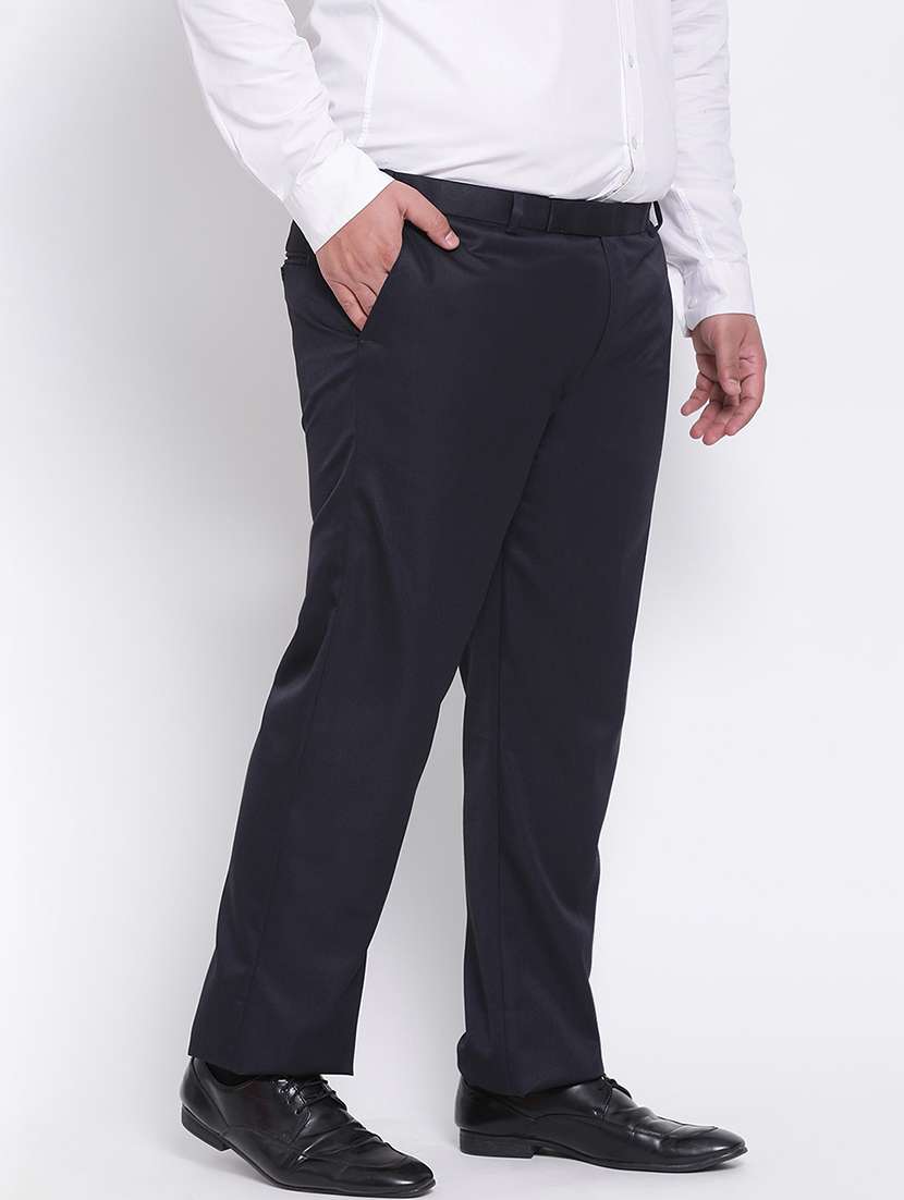 navy blue solid formal trouser - 18377178 -  Standard Image - 1