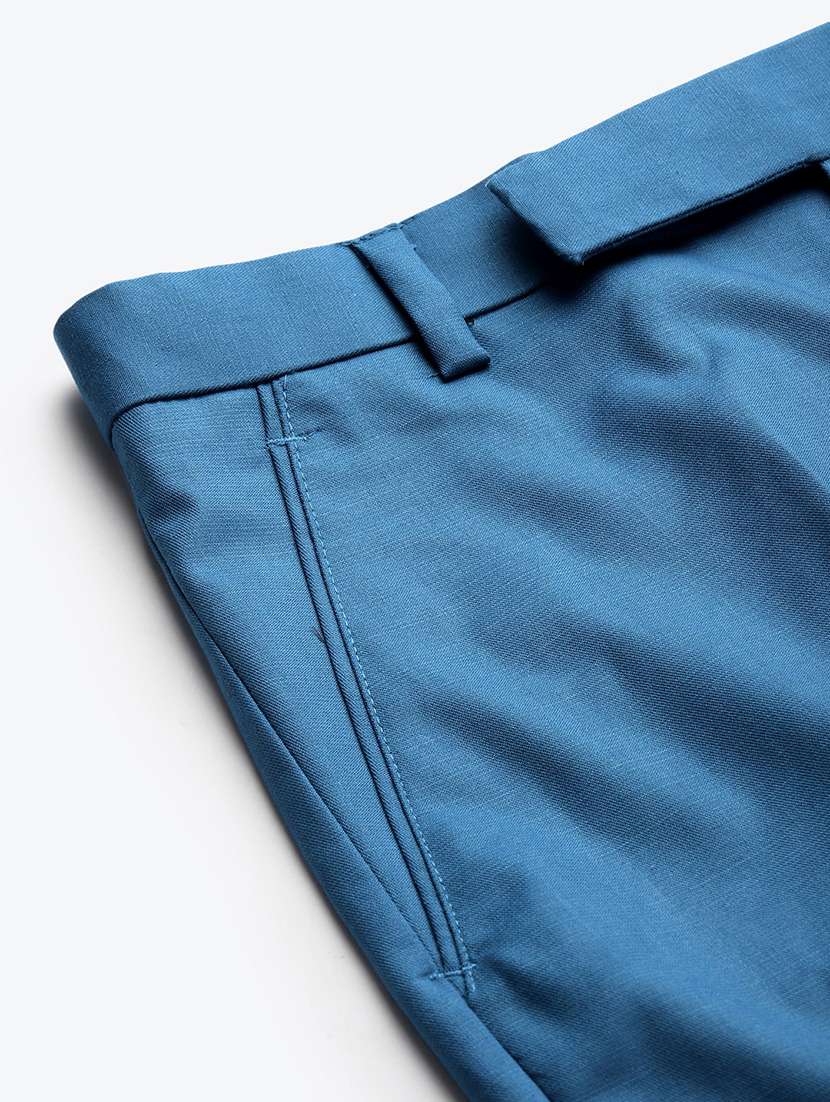 blue solid casual trouser - 18377218 -  Standard Image - 4