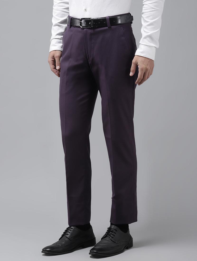 men purple solid mid rise ankle length formal trouser - 18377219 -  Standard Image - 1