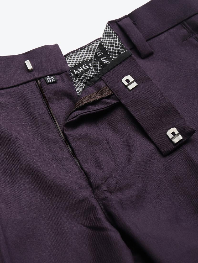 men purple solid mid rise ankle length formal trouser - 18377219 - Standard Image - 4