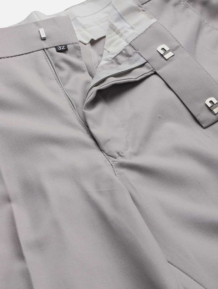 grey solid casual trouser - 18377225 -  Standard Image - 4