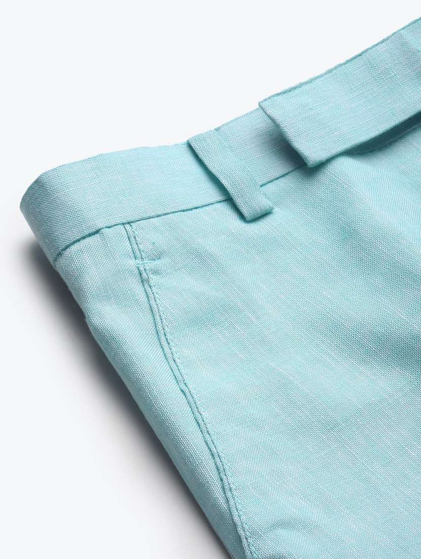 blue solid casual trouser - 18377237 -  Standard Image - 4