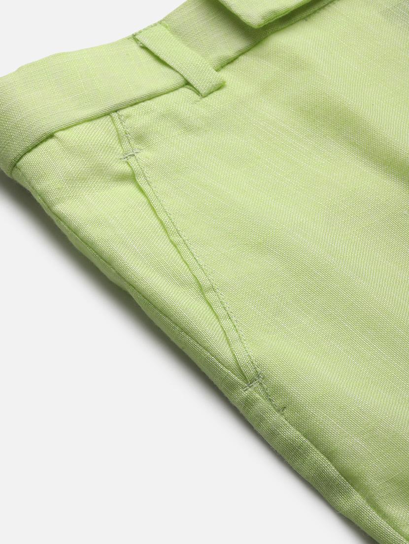 green solid casual trouser - 18377238 - Standard Image - 4