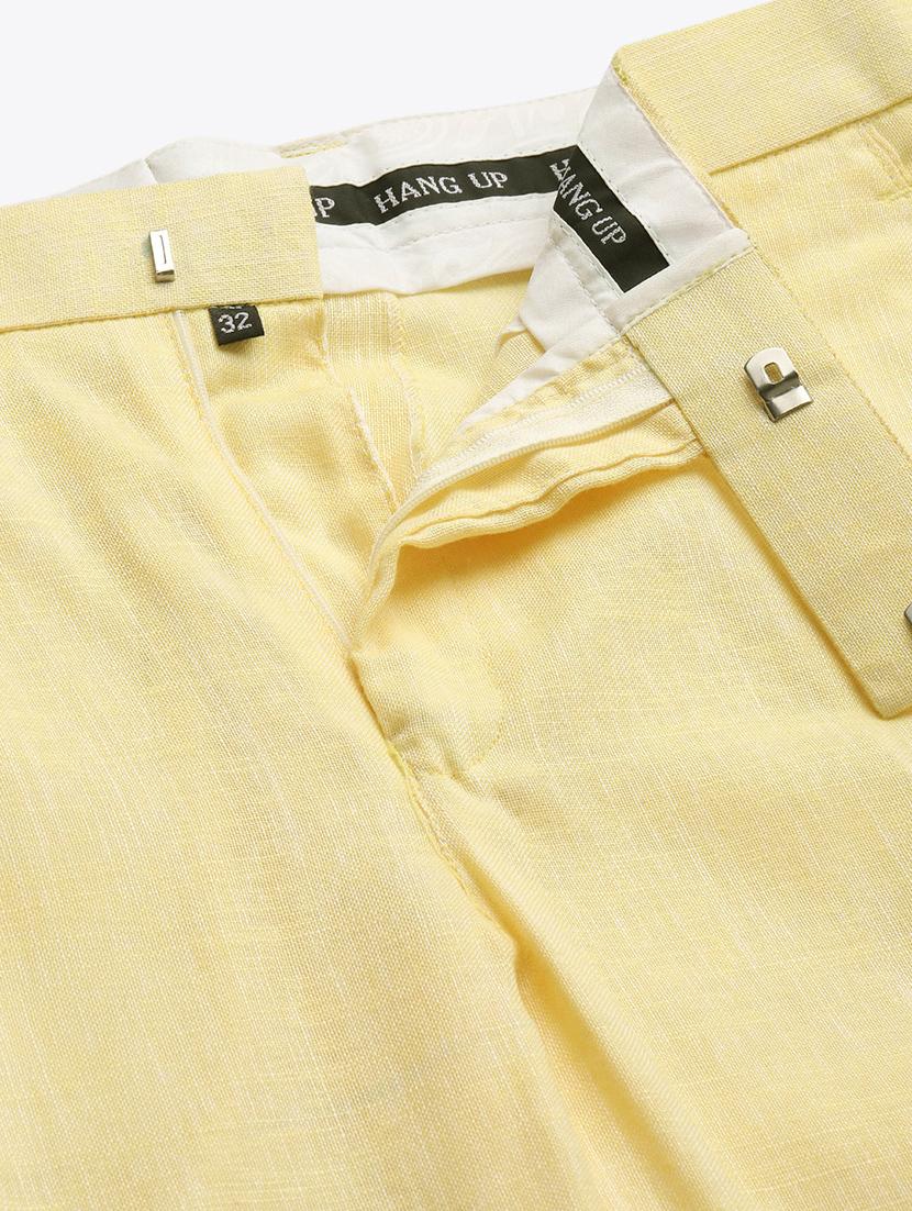 yellow solid casual trouser - 18377240 - Standard Image - 4