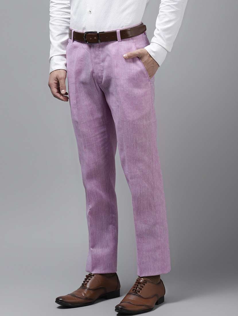purple solid casual trouser - 18377241 -  Standard Image - 1