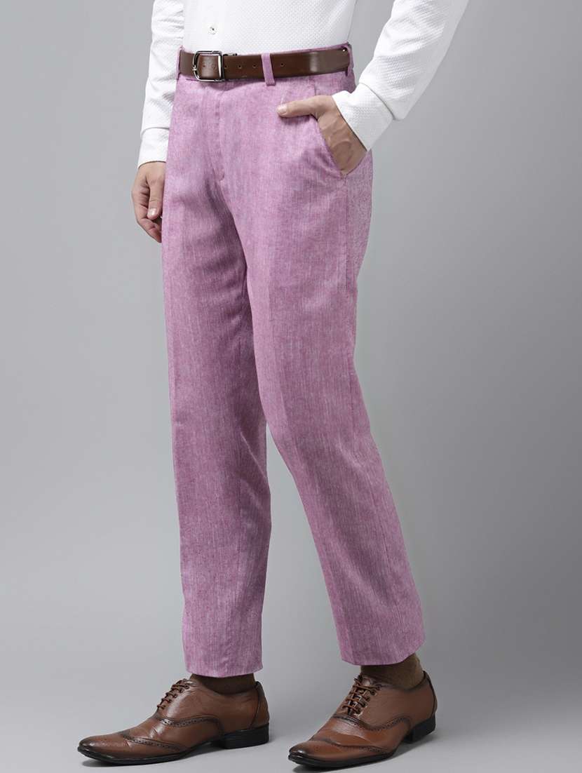 purple solid casual trouser - 18377242 -  Standard Image - 1