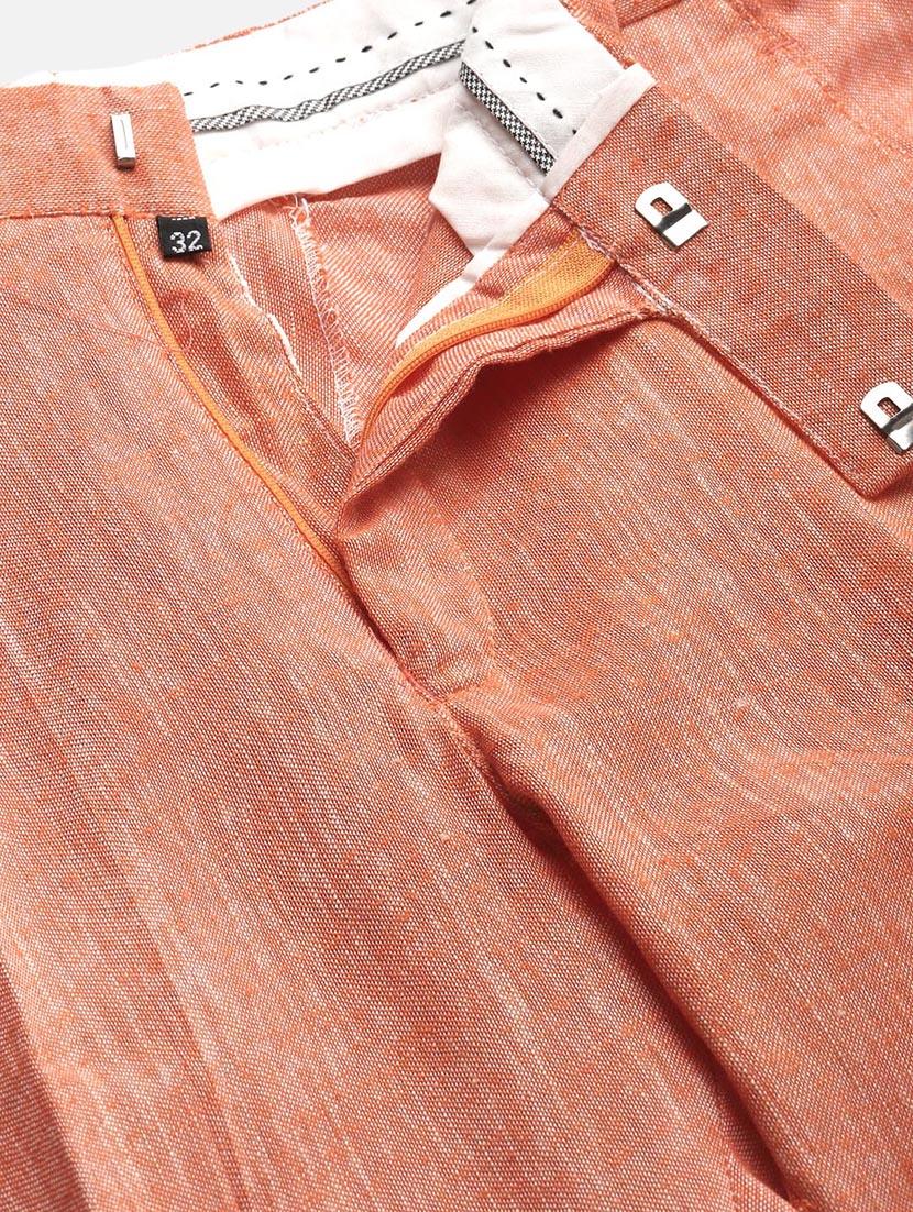 orange solid casual trouser - 18377243 - Standard Image - 4
