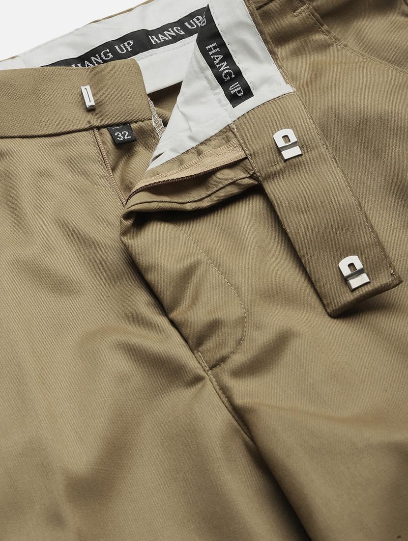 khaki solid casual trouser - 18377246 - Standard Image - 4