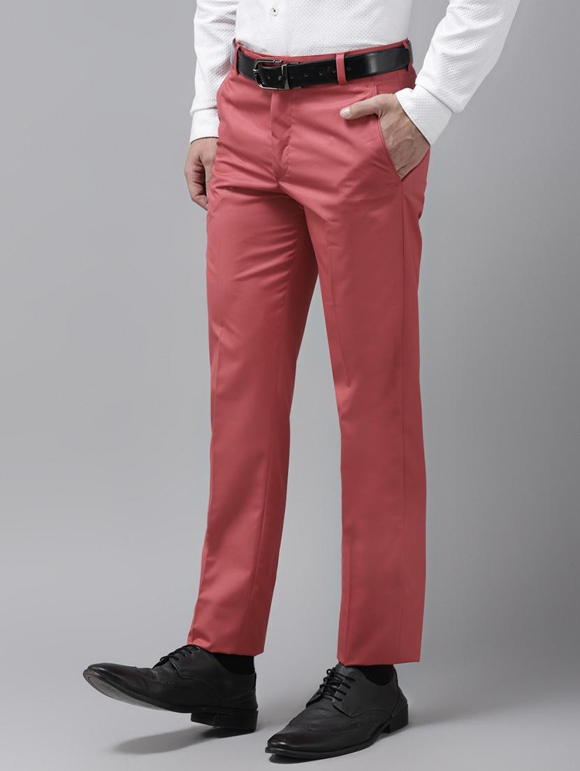 red solid casual trouser - 18377247 - Standard Image - 1