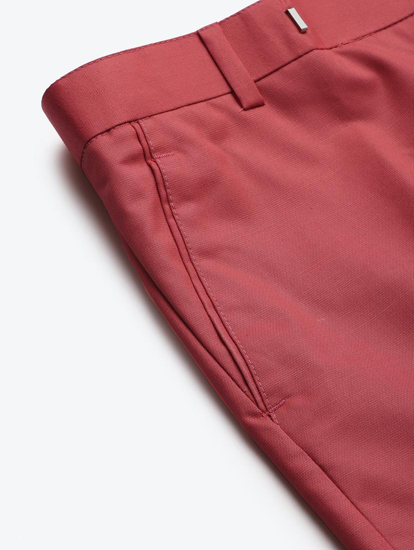 red solid casual trouser - 18377247 - Standard Image - 4