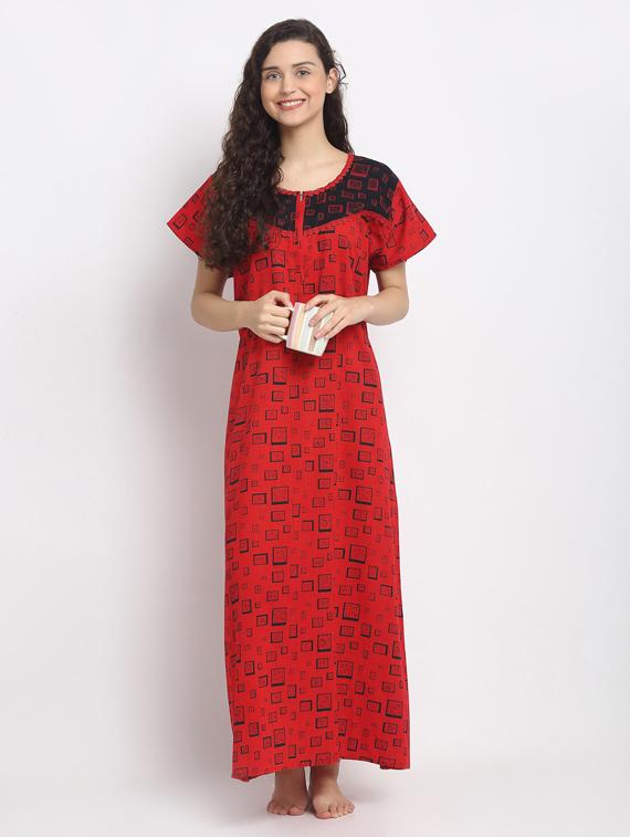 round neck printed nighty - 18377390 - Standard Image - 1