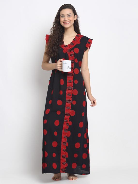 v-neck printed nighty - 18377393 - Standard Image - 1