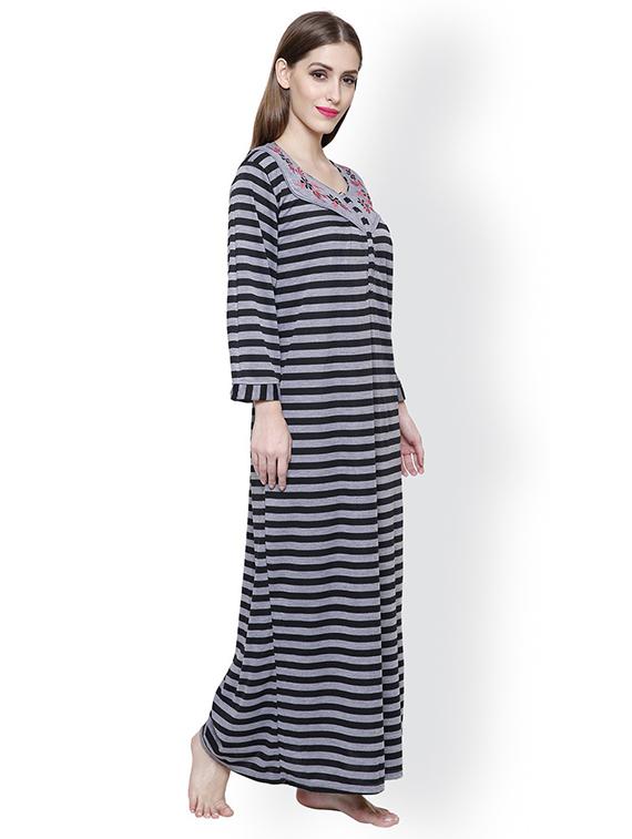embroidered detail striped nighty  - 18377658 -  Standard Image - 1