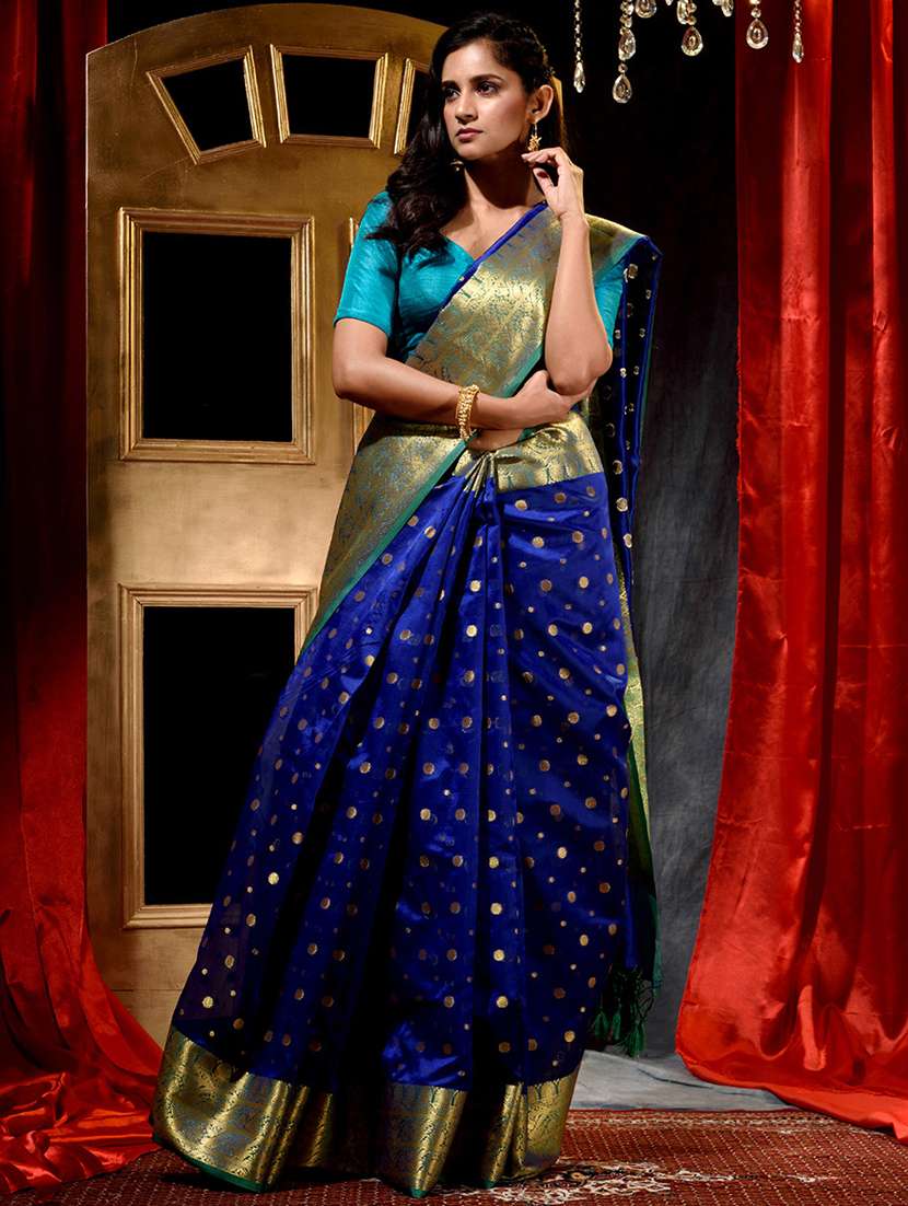 self designed woven saree with blouse