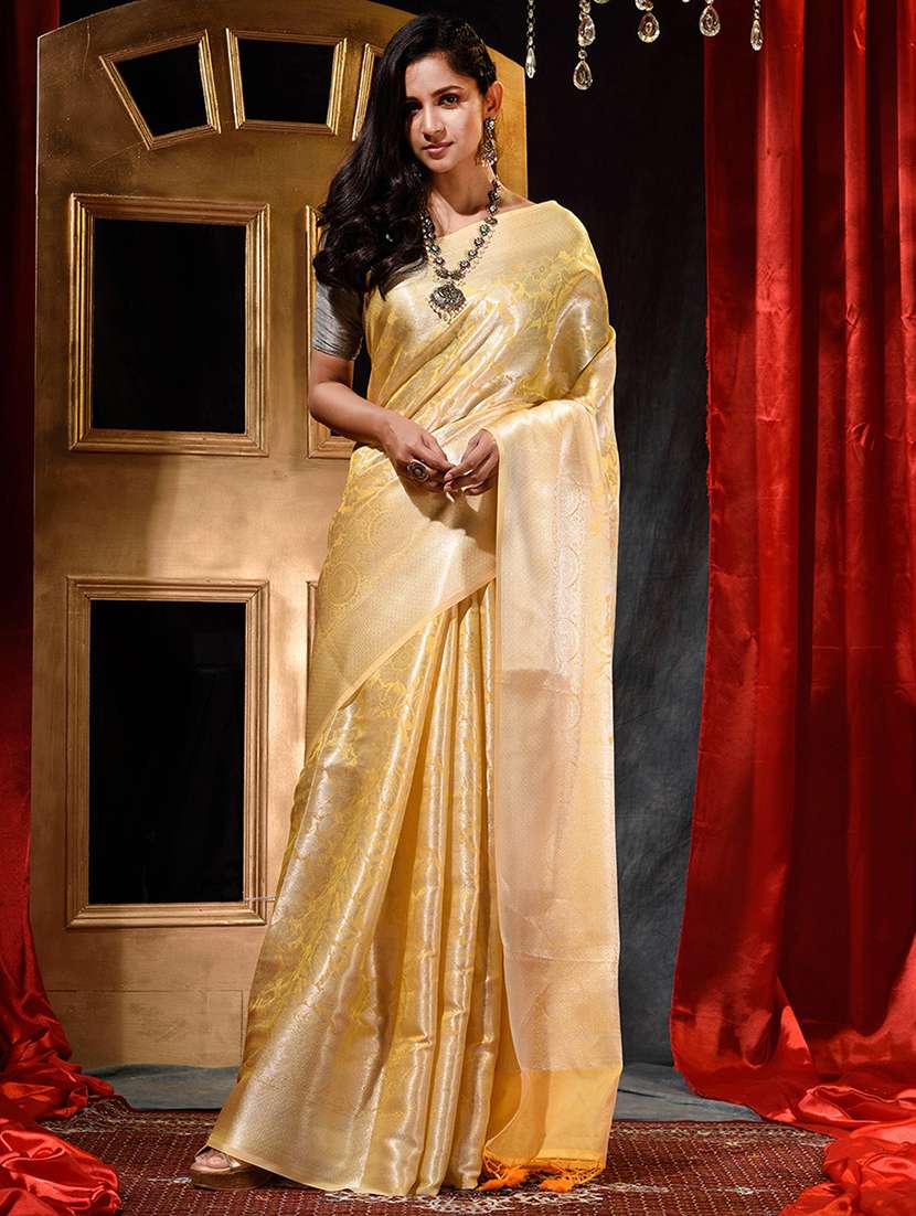 self designed woven saree with blouse