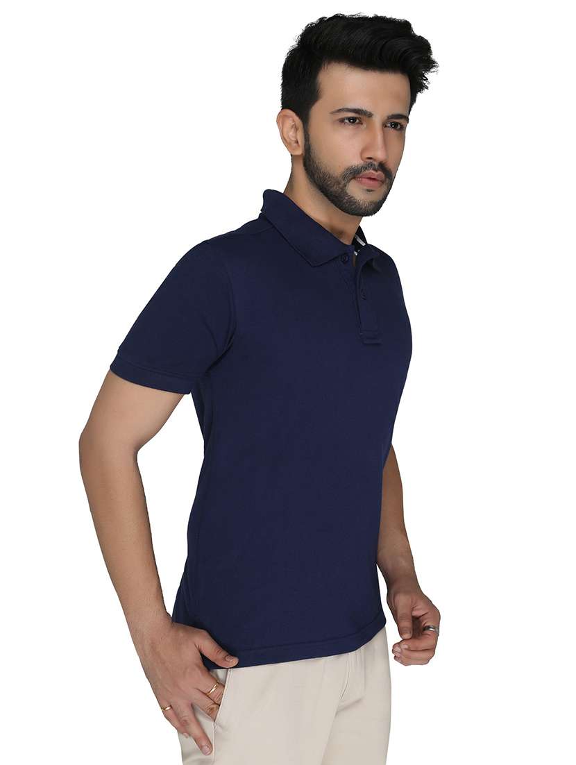 navy-blue solid polo t-shirt - 18378384 -  Standard Image - 1