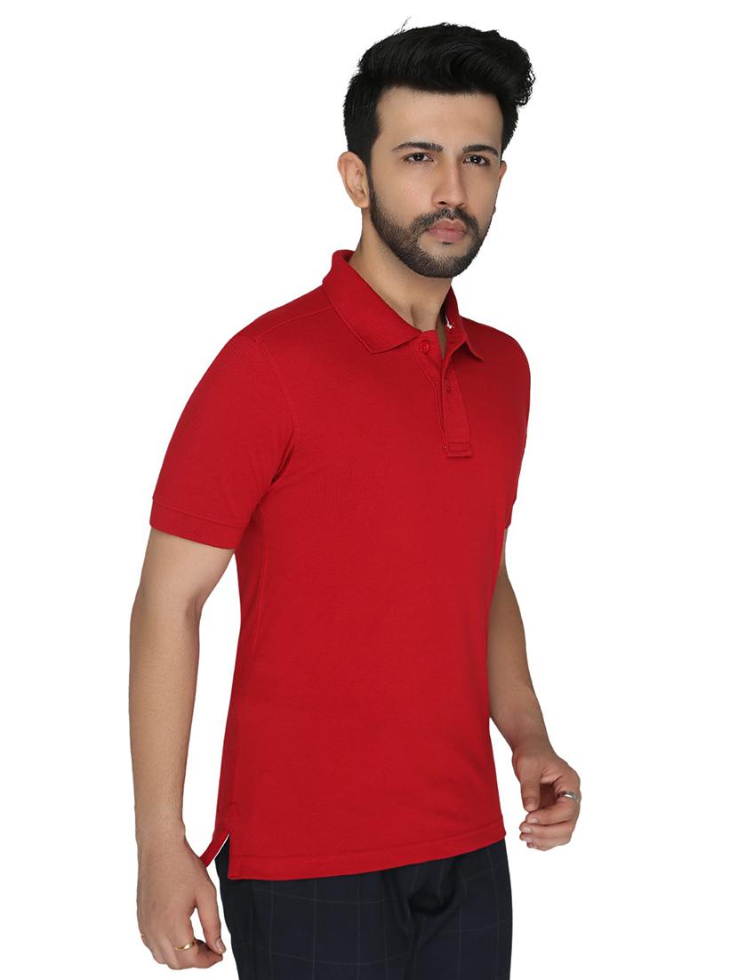 red solid polo t-shirt - 18378392 - Standard Image - 1
