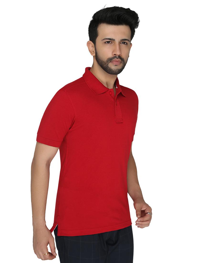 red solid polo t-shirt - 18378394 - Standard Image - 1