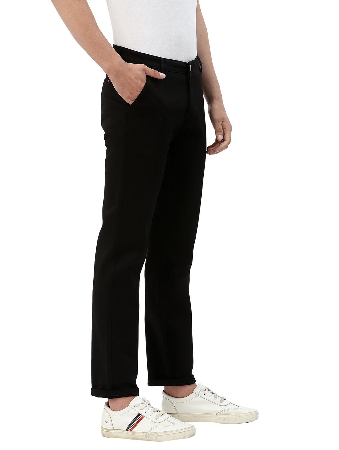 black solid casual trouser - 18378478 - Standard Image - 1