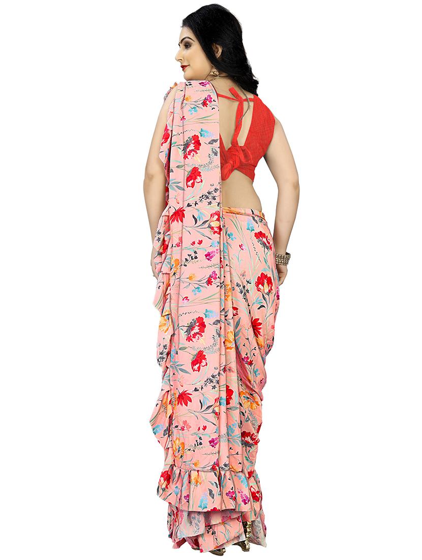 floral printed saree with blouse - 18378624 -  Standard Image - 1