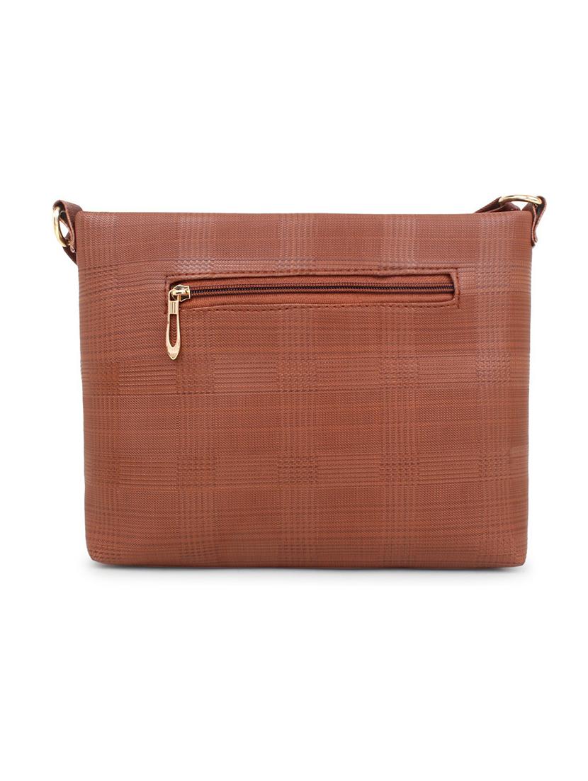 brown textured regular sling bag - 18378667 -  Standard Image - 1