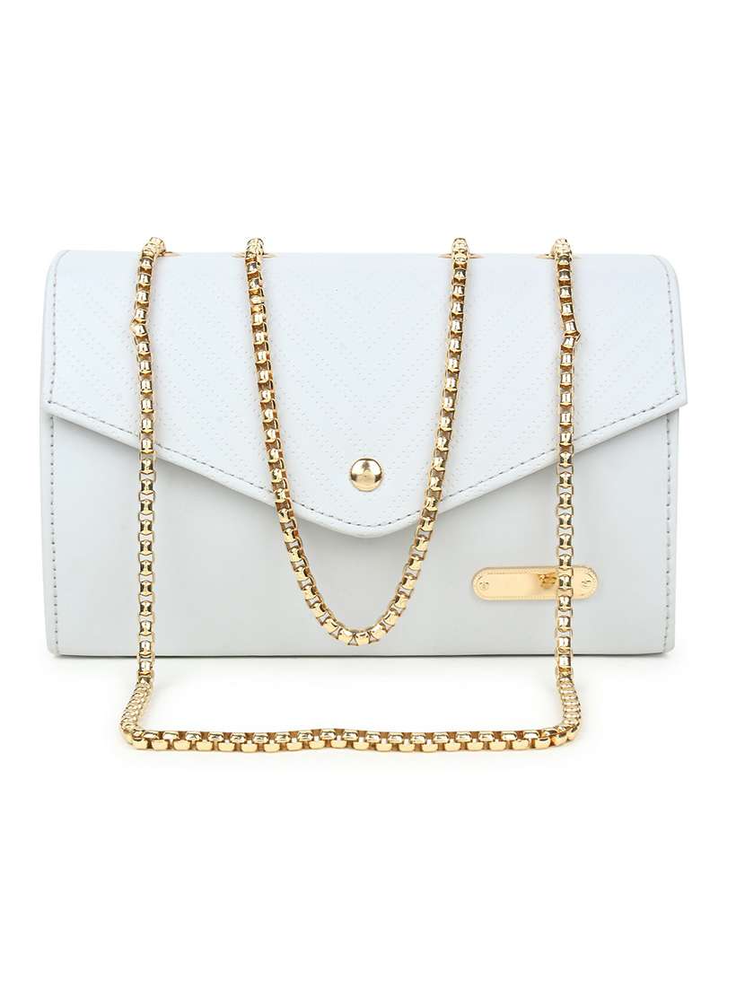 white textured regular sling bag