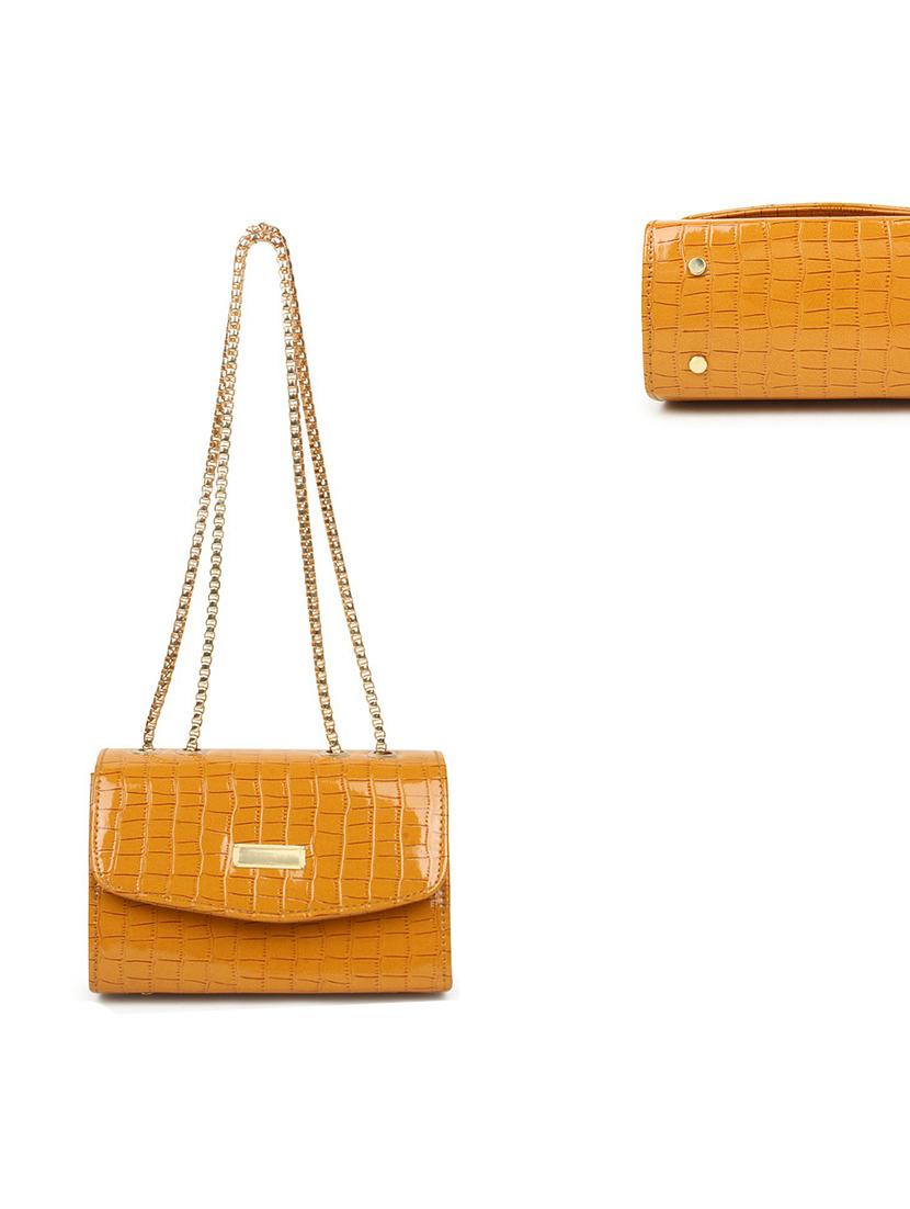 yellow textured regular sling bag - 18378693 - Standard Image - 1
