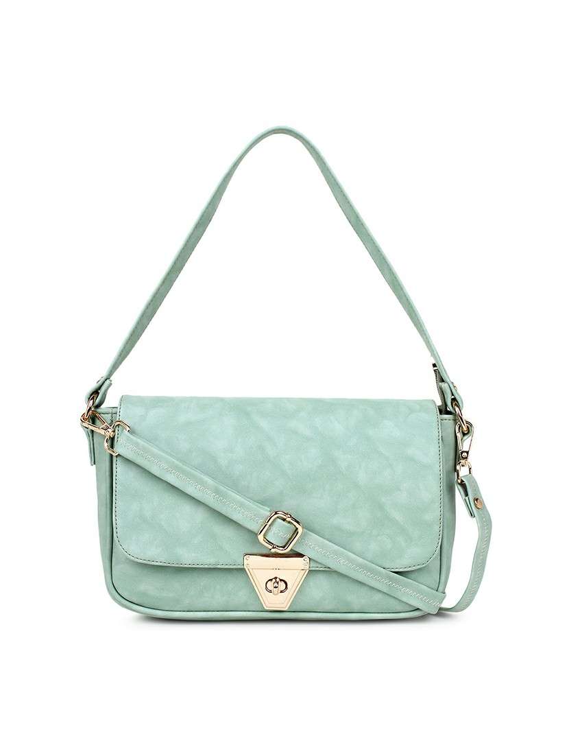 green textured regular sling bag